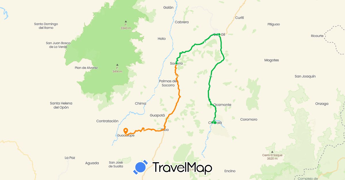 TravelMap itinerary: driving, bus, campero in Colombia (South America)